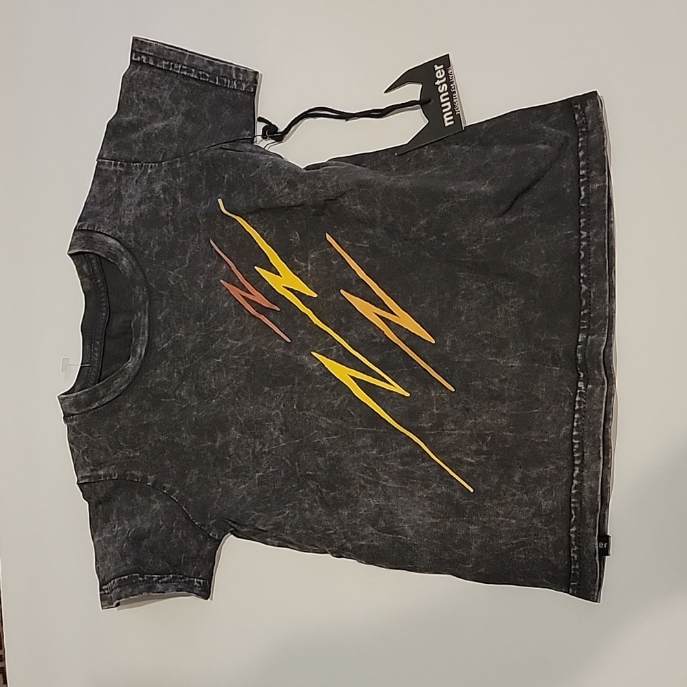 Mini Munster 12/18 t shirt acid wash black kids